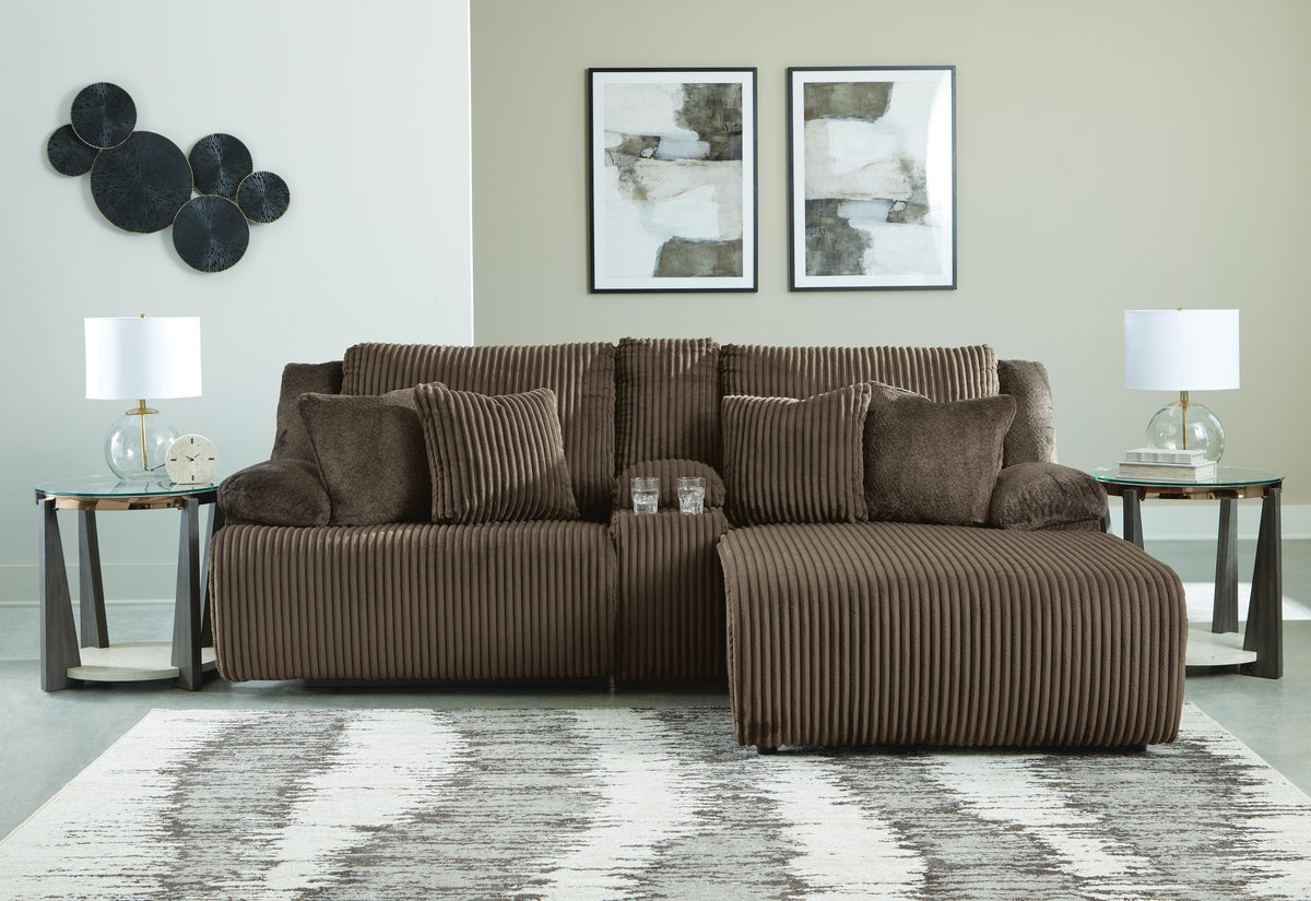 Top Tier 3-Piece Reclining Sectional Sofa with Chaise Velvet