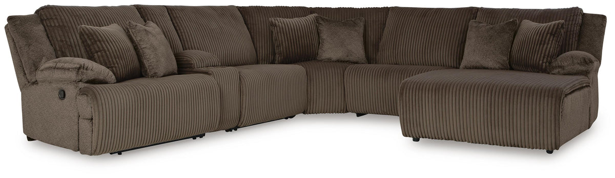 Top Tier 6-Piece Reclining Sectional with Chaise Velvet
