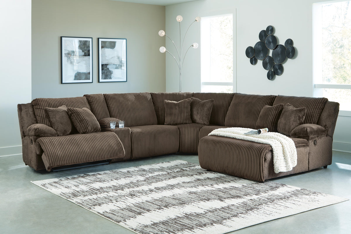 Top Tier 6-Piece Reclining Sectional with Chaise Velvet