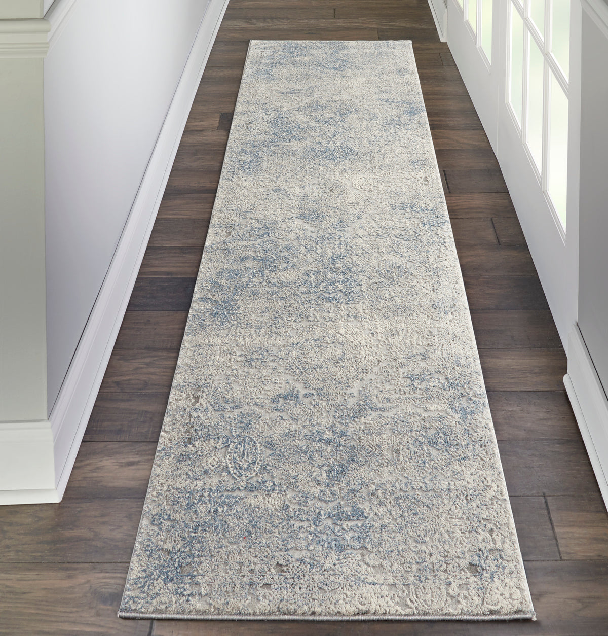 Rustic Textures RUS09 Ivory Light Blue Rug - room scene