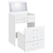 Danbury 3-drawer Makeup Vanity & Stool Set High Gloss - White High Gloss