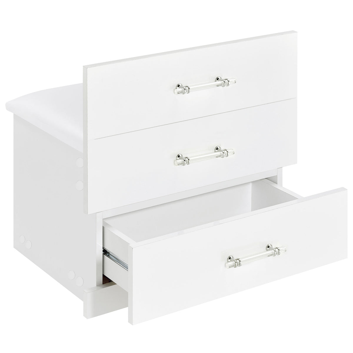 Danbury 3-drawer Makeup Vanity & Stool Set High Gloss - White High Gloss