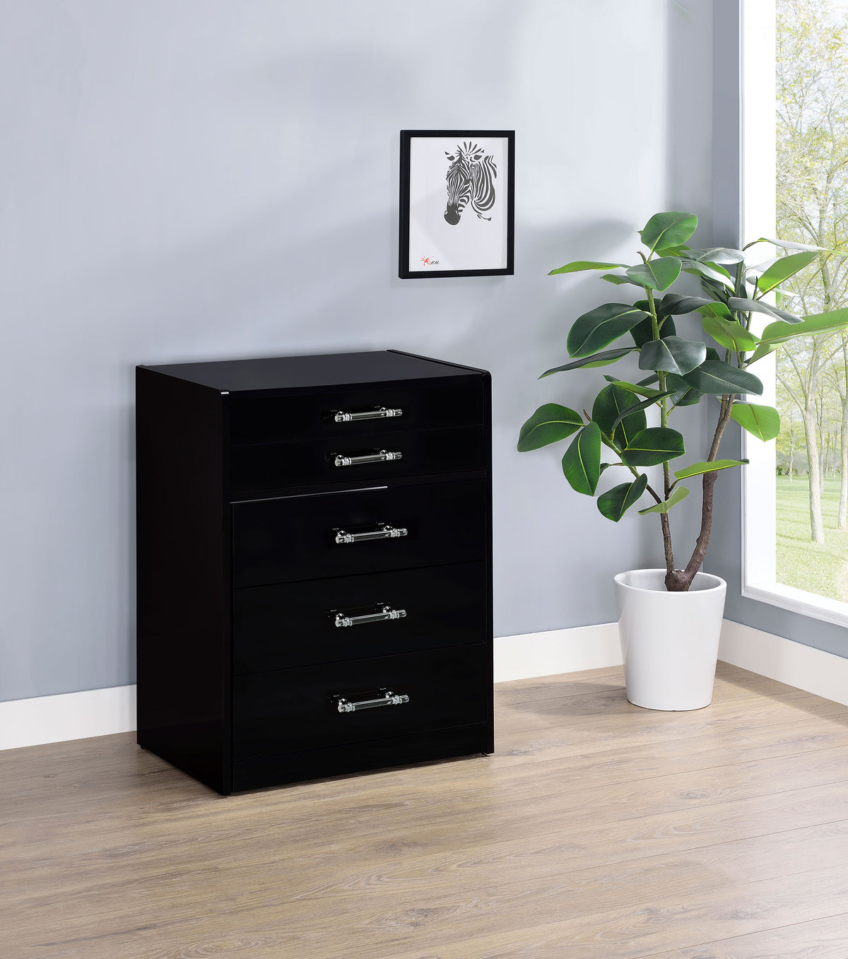 Danbury 3-drawer Makeup Vanity & Stool Set High Gloss - Black High Gloss