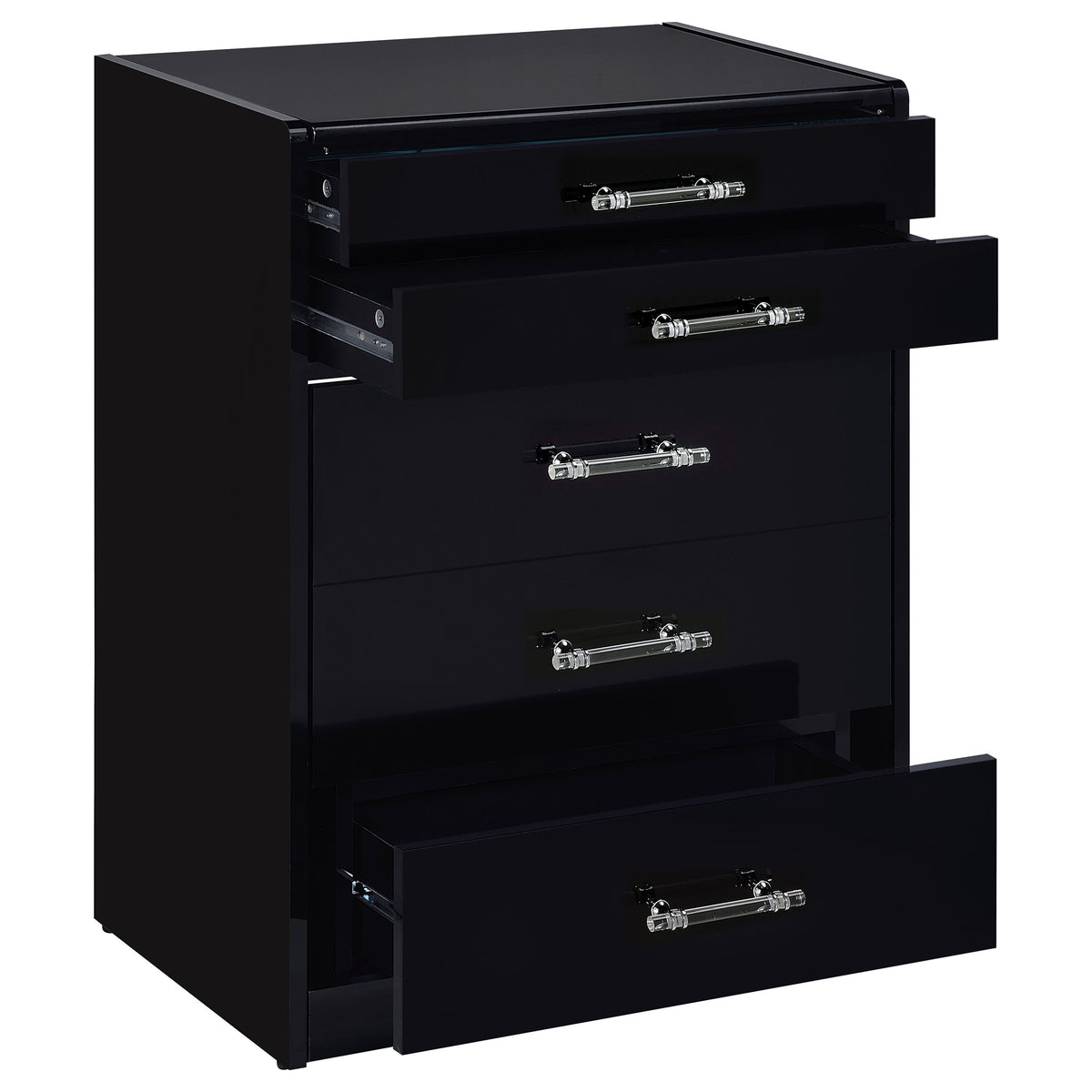 Danbury 3-drawer Makeup Vanity & Stool Set High Gloss - Black High Gloss