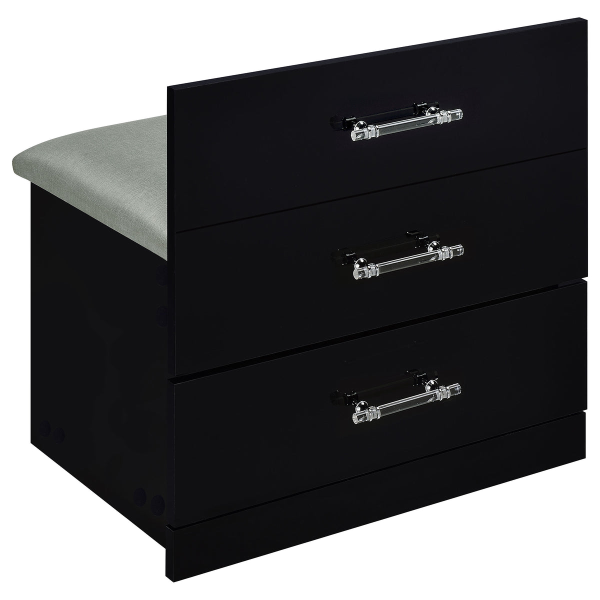 Danbury 3-drawer Makeup Vanity & Stool Set High Gloss - Black High Gloss