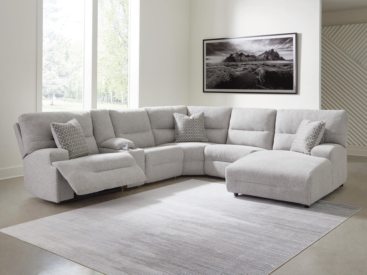 Acklen Place 6-Piece Power Reclining Sectional with Chaise Next-Gen Nuvella™ Performance Fabric