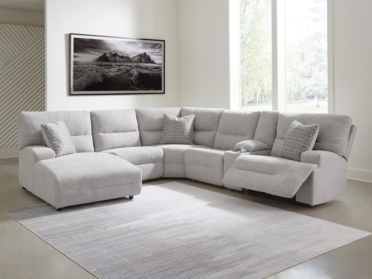 Acklen Place 6-Piece Power Reclining Sectional with Chaise Next-Gen Nuvella™ Performance Fabric