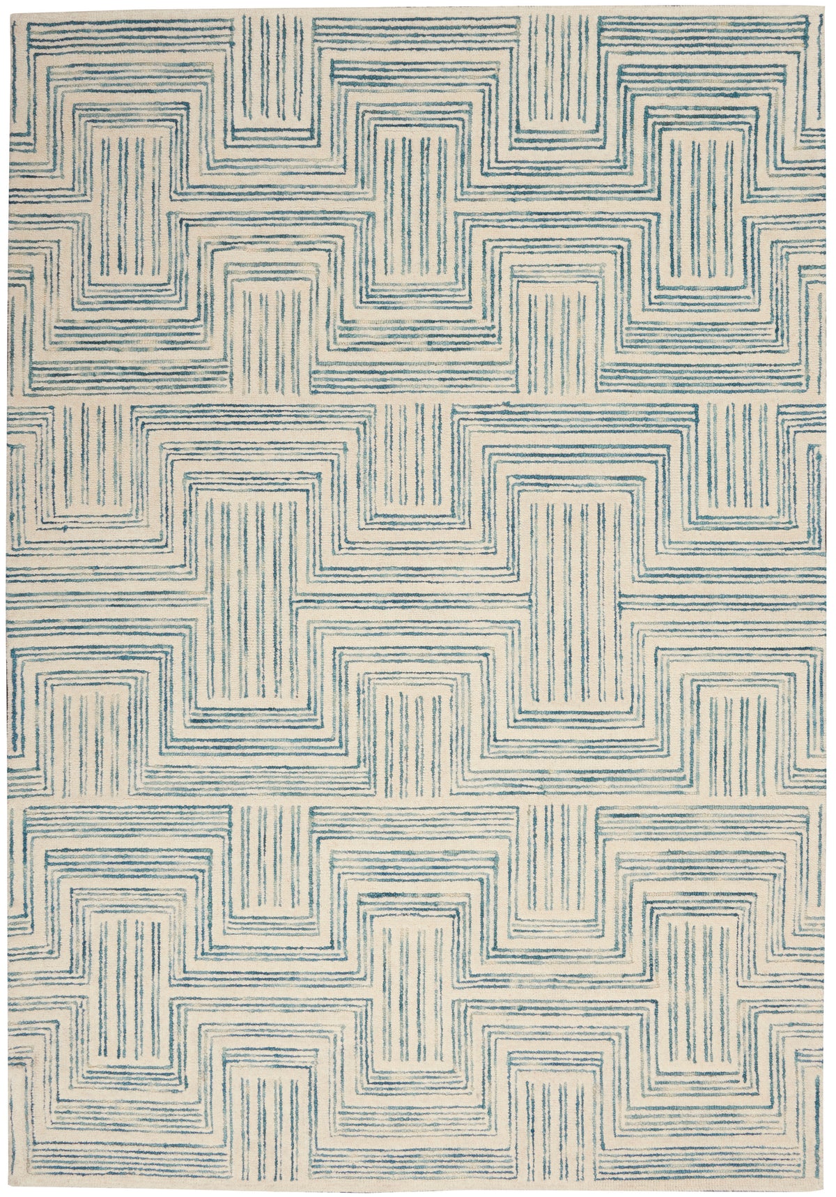 Interlock ITL06 Ivory Turquoise Rug - Rectangle