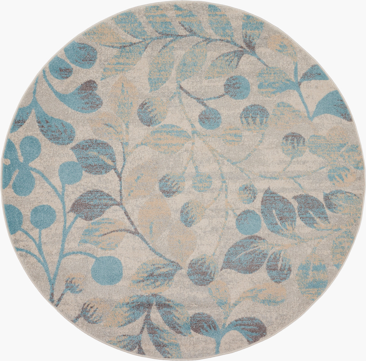 Tranquil TRA03 Ivory Turquoise Rug - Round