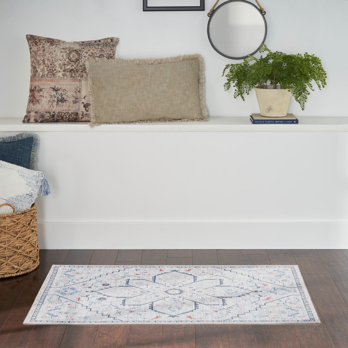 New Concept Washables SR110 Ivory Blue Rug - room scene