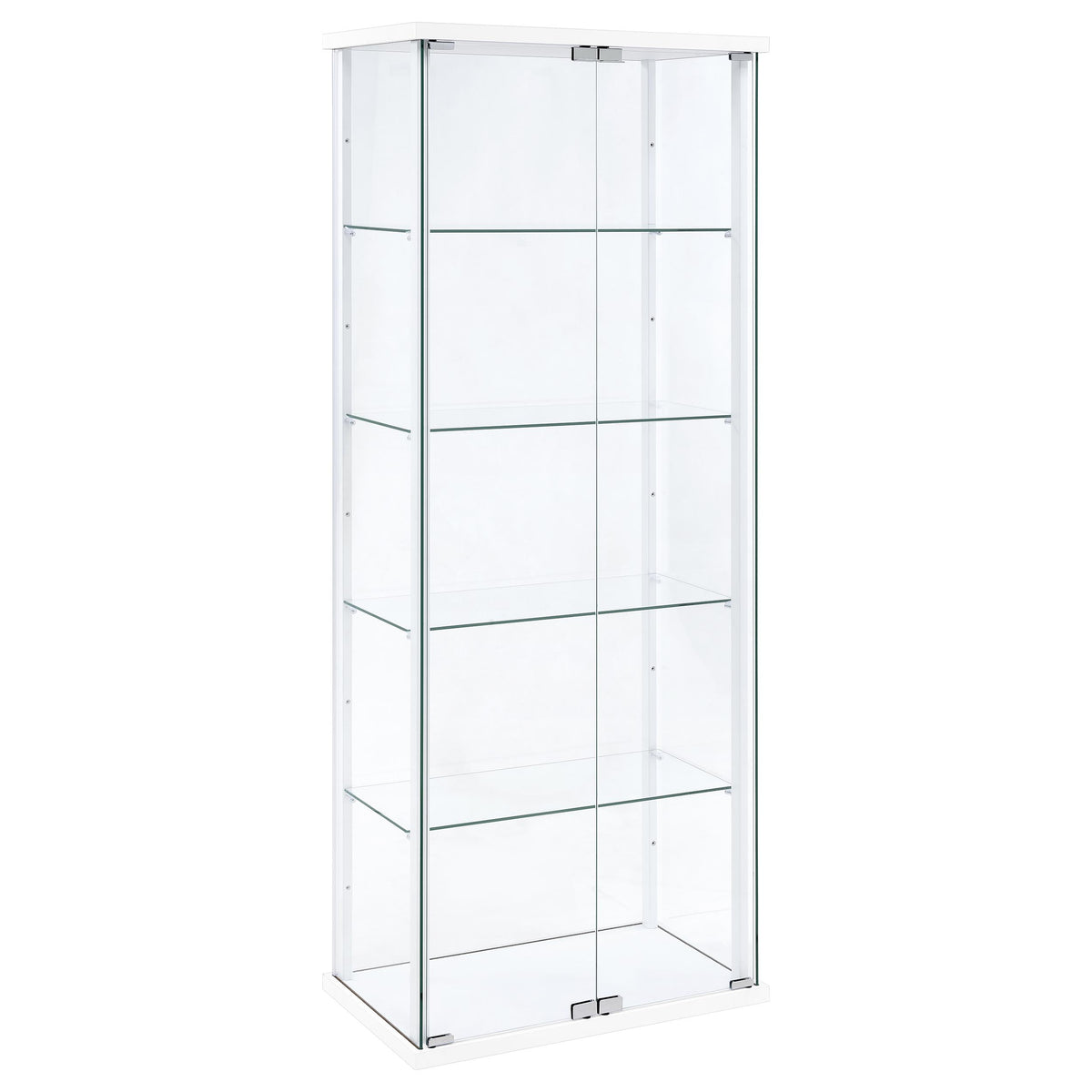 Delphinium 4-Shelf Clear Glass Curio Display Cabinet - White