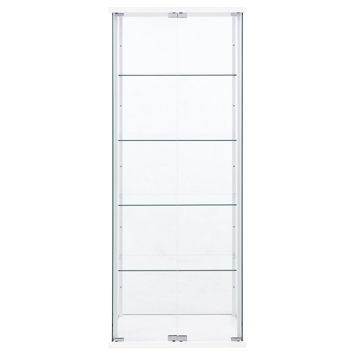 Delphinium 4-Shelf Clear Glass Curio Display Cabinet - White