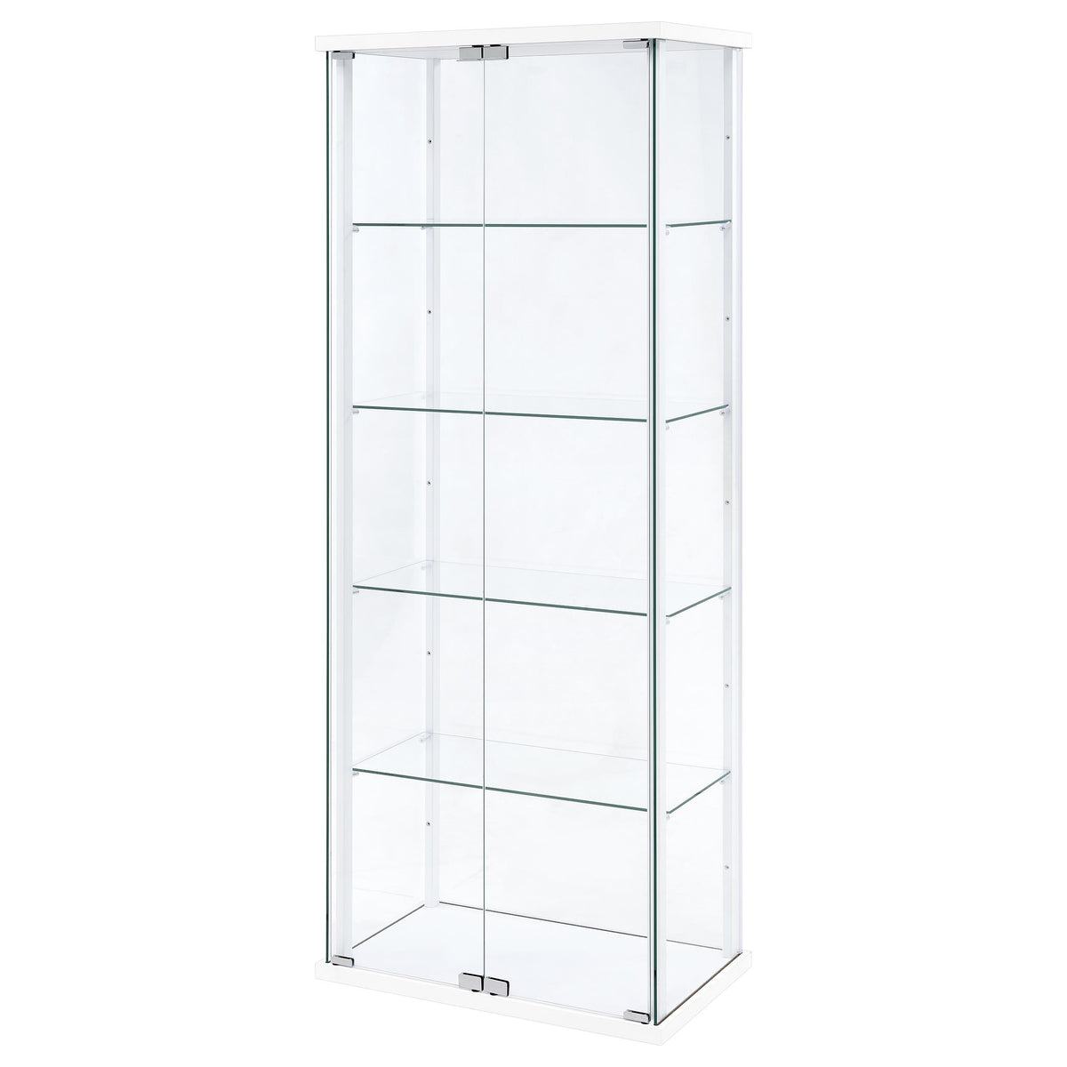 Delphinium 4-Shelf Clear Glass Curio Display Cabinet - White
