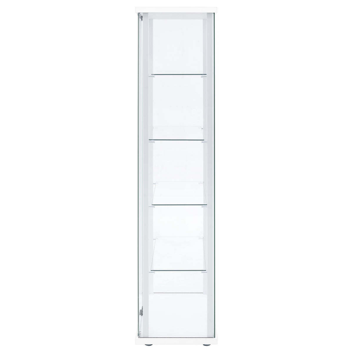 Delphinium 4-Shelf Clear Glass Curio Display Cabinet - White