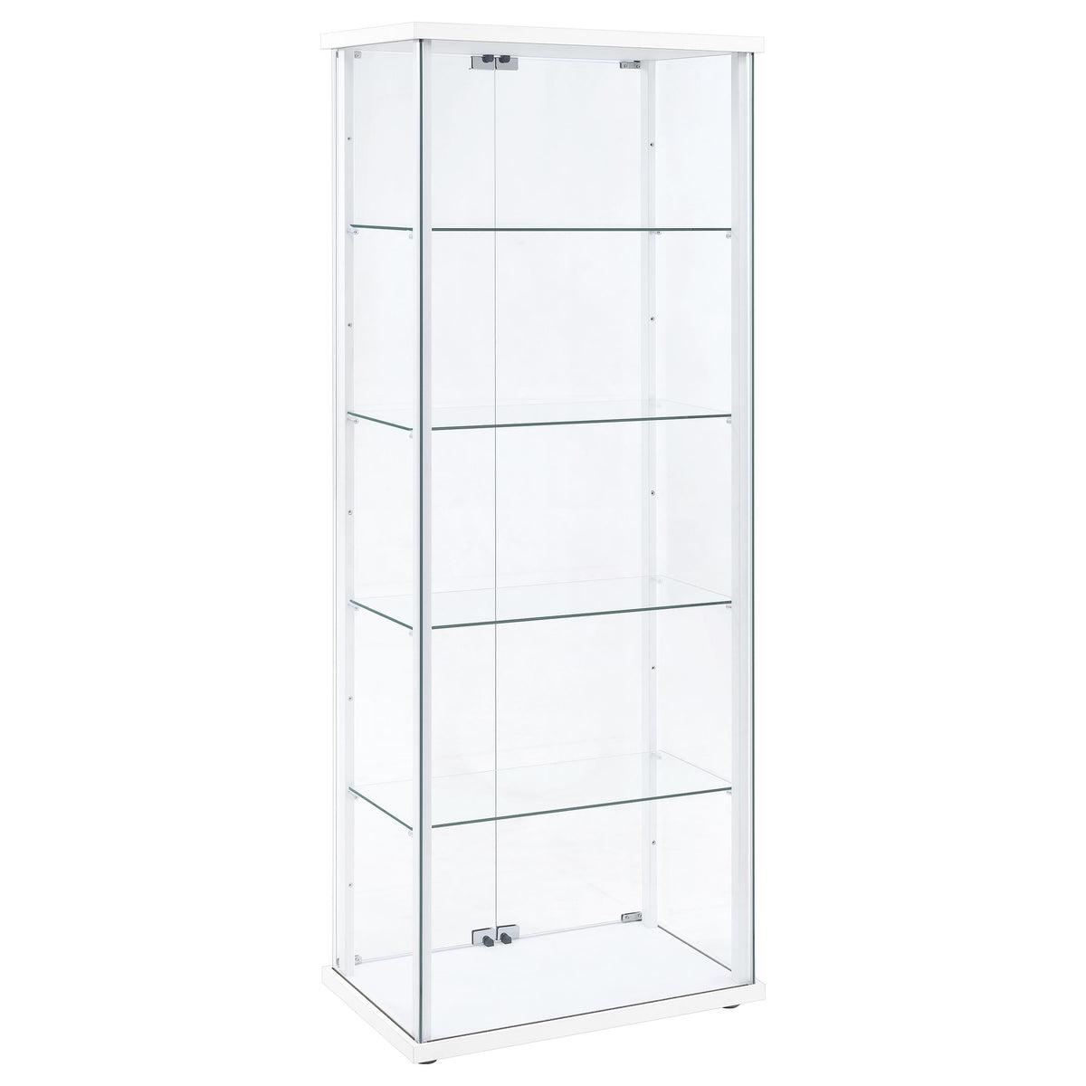 Delphinium 4-Shelf Clear Glass Curio Display Cabinet - White