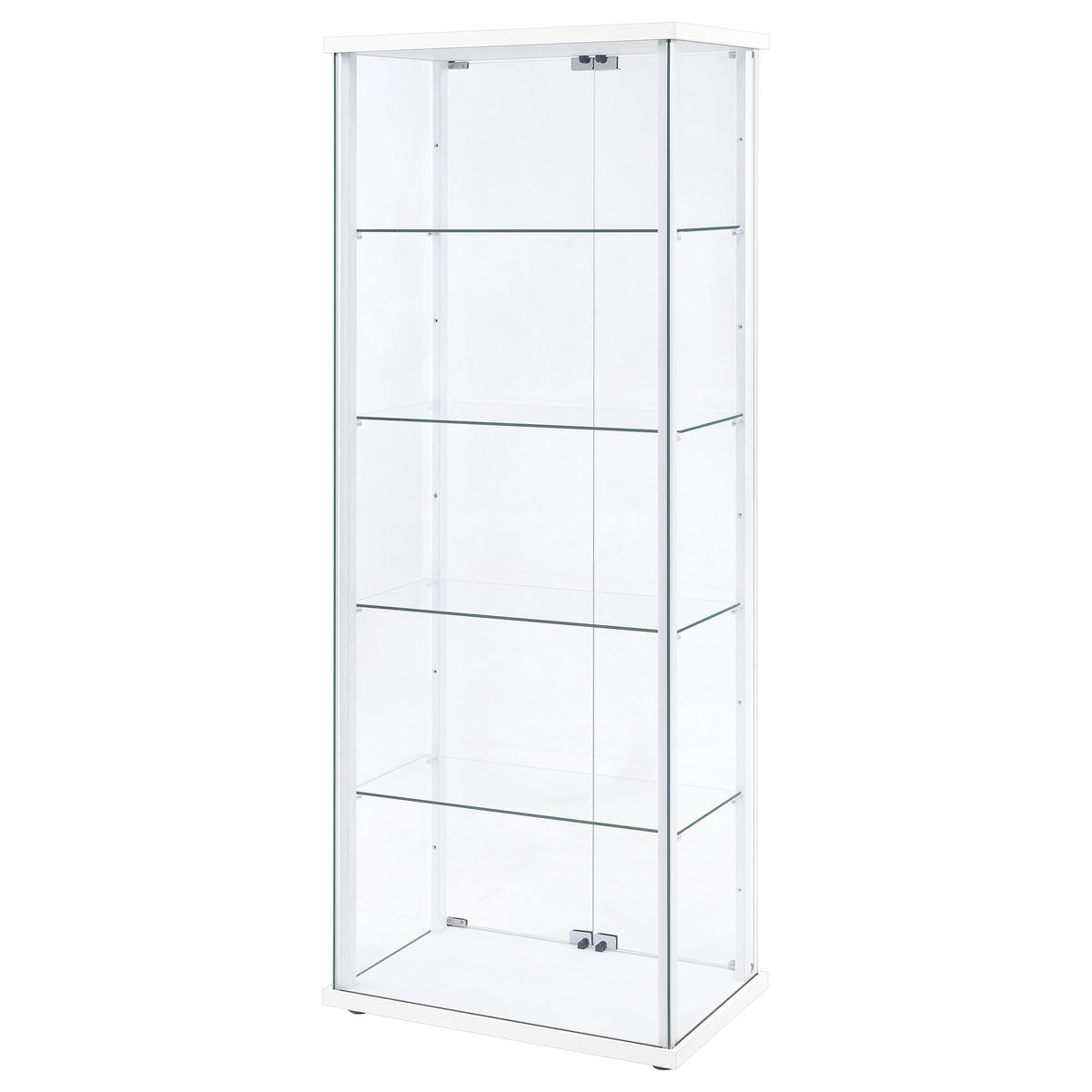 Delphinium 4-Shelf Clear Glass Curio Display Cabinet - White