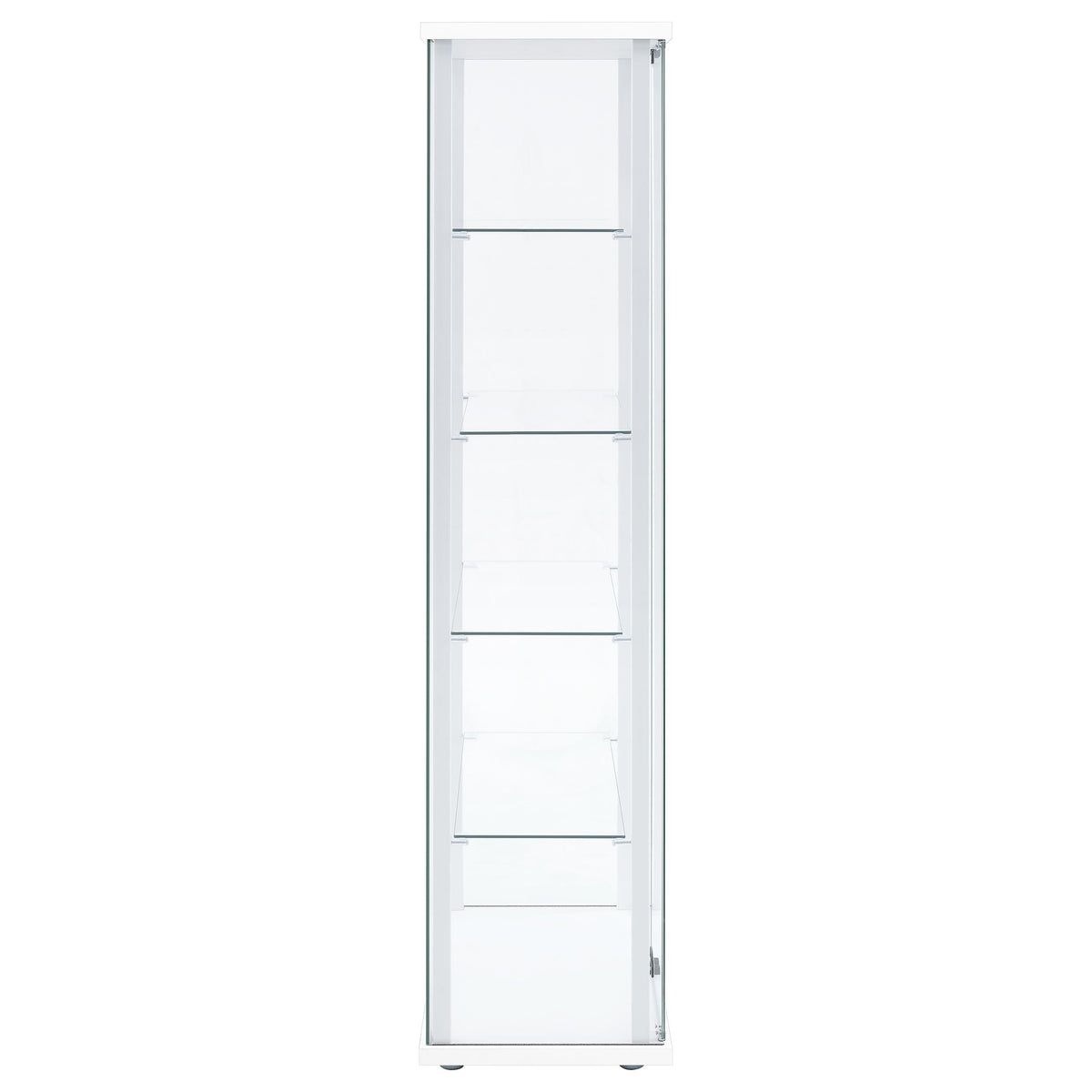 Delphinium 4-Shelf Clear Glass Curio Display Cabinet - White