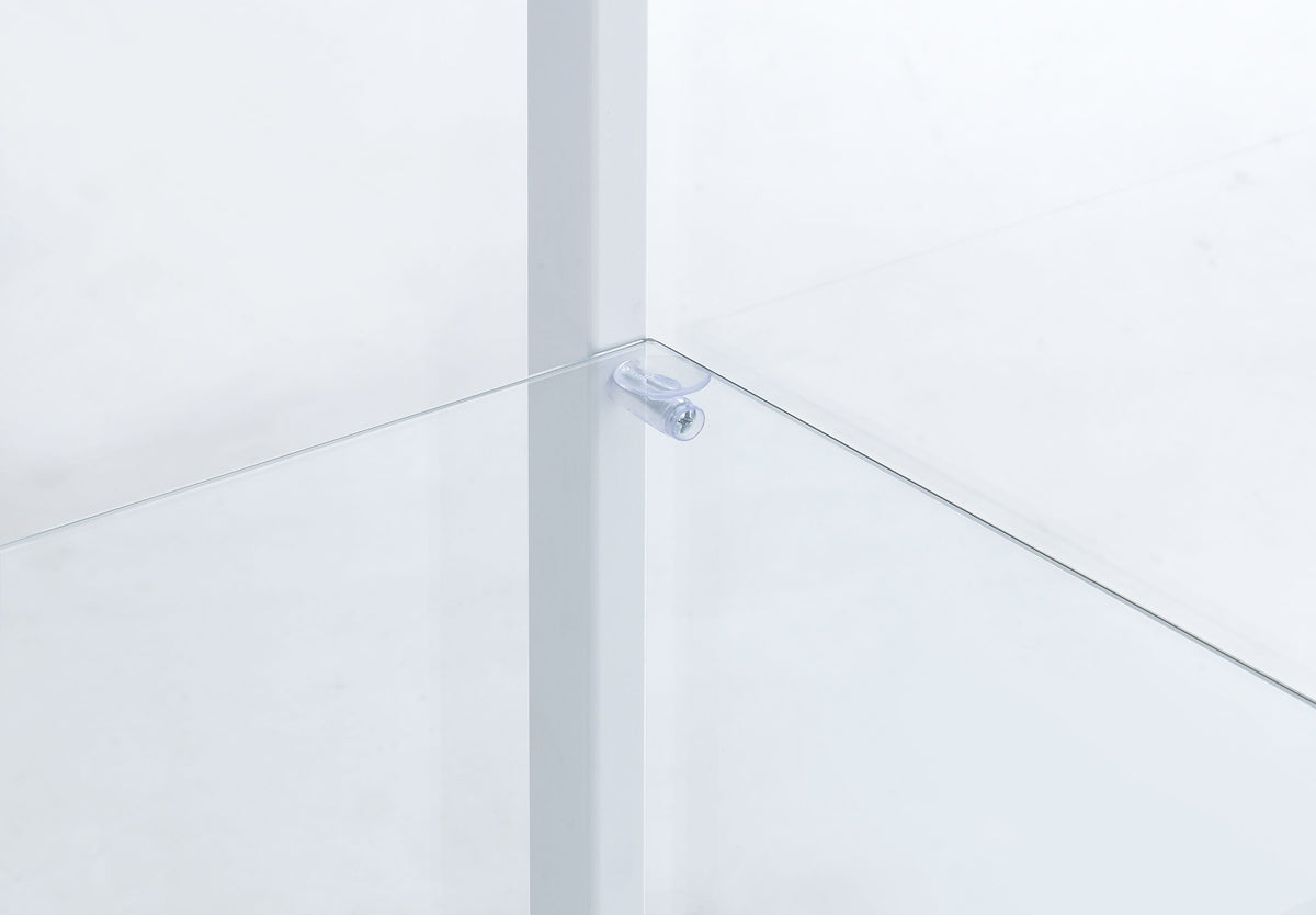 Delphinium 4-Shelf Clear Glass Curio Display Cabinet - White
