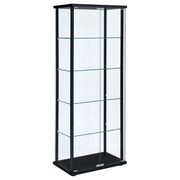 Delphinium 4-Shelf Clear Glass Curio Display Cabinet - Black