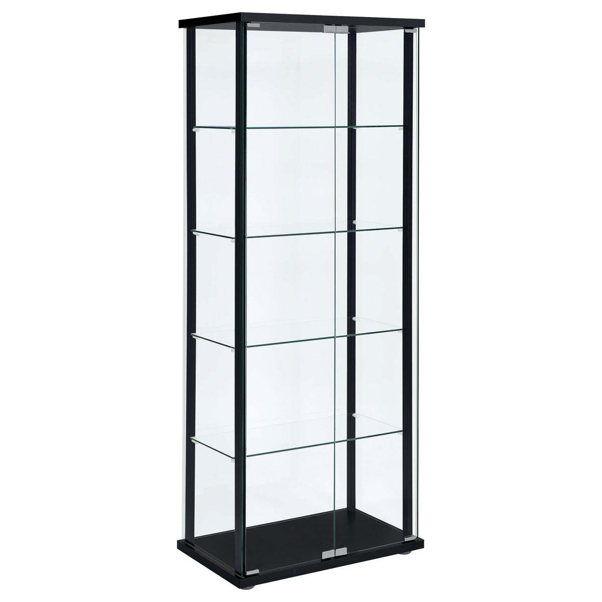Delphinium 4-Shelf Clear Glass Curio Display Cabinet - Black