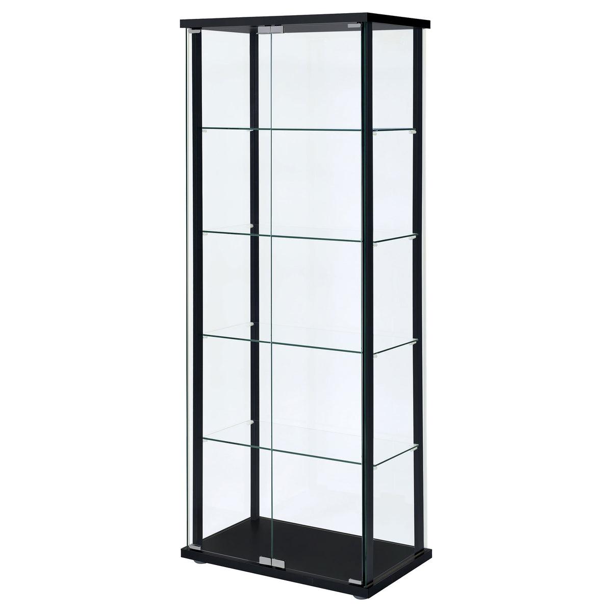 Delphinium 4-Shelf Clear Glass Curio Display Cabinet - Black