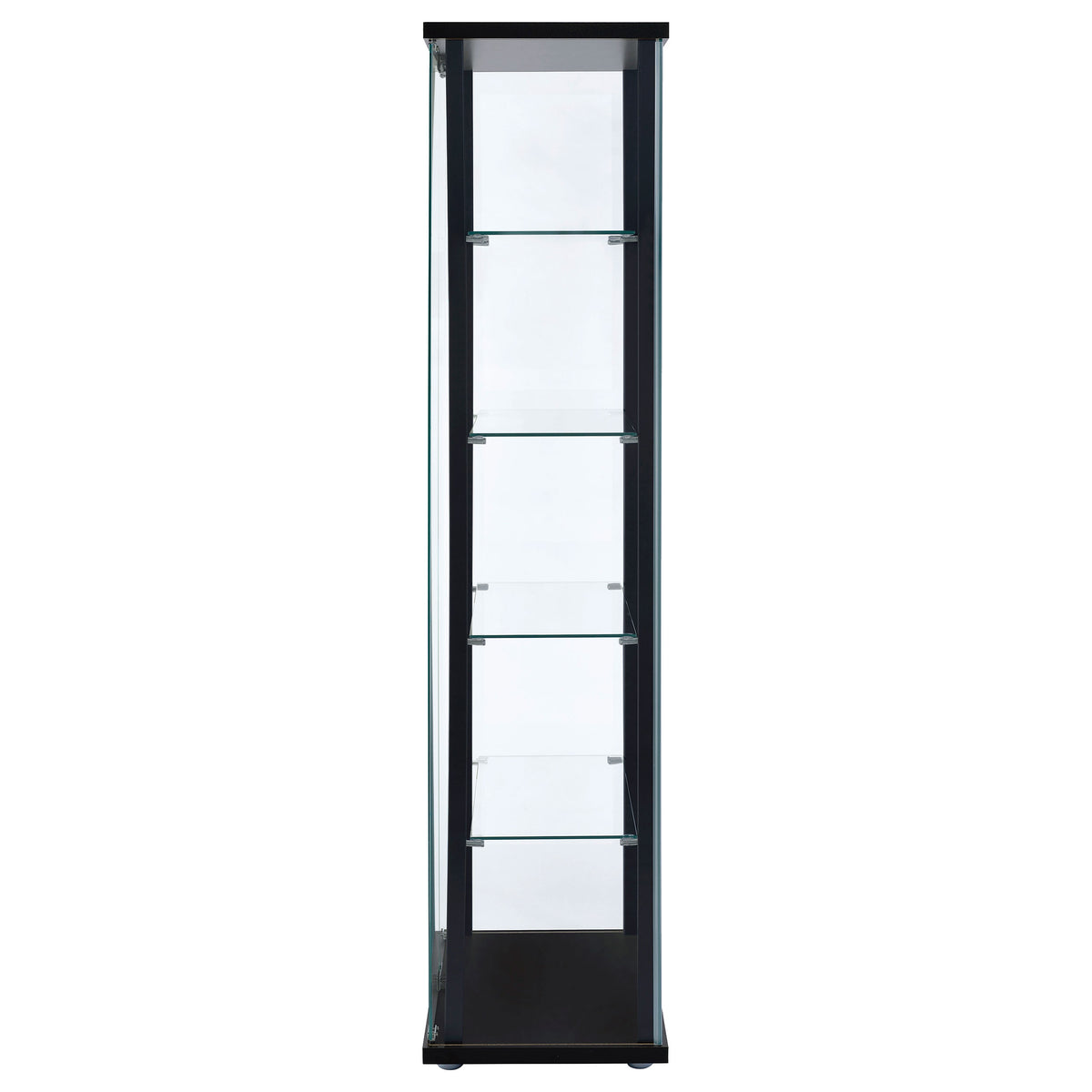 Delphinium 4-Shelf Clear Glass Curio Display Cabinet - Black