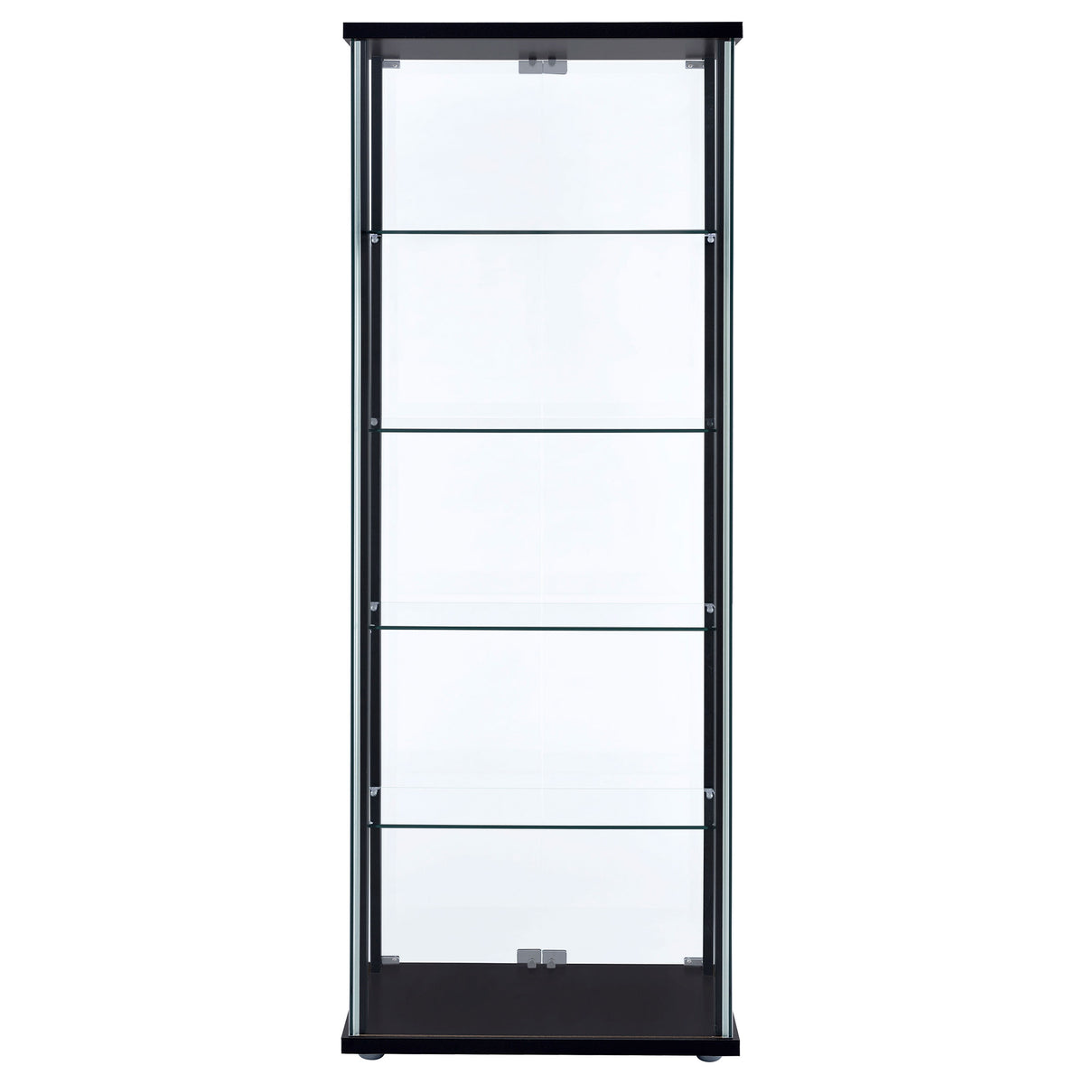 Delphinium 4-Shelf Clear Glass Curio Display Cabinet - Black
