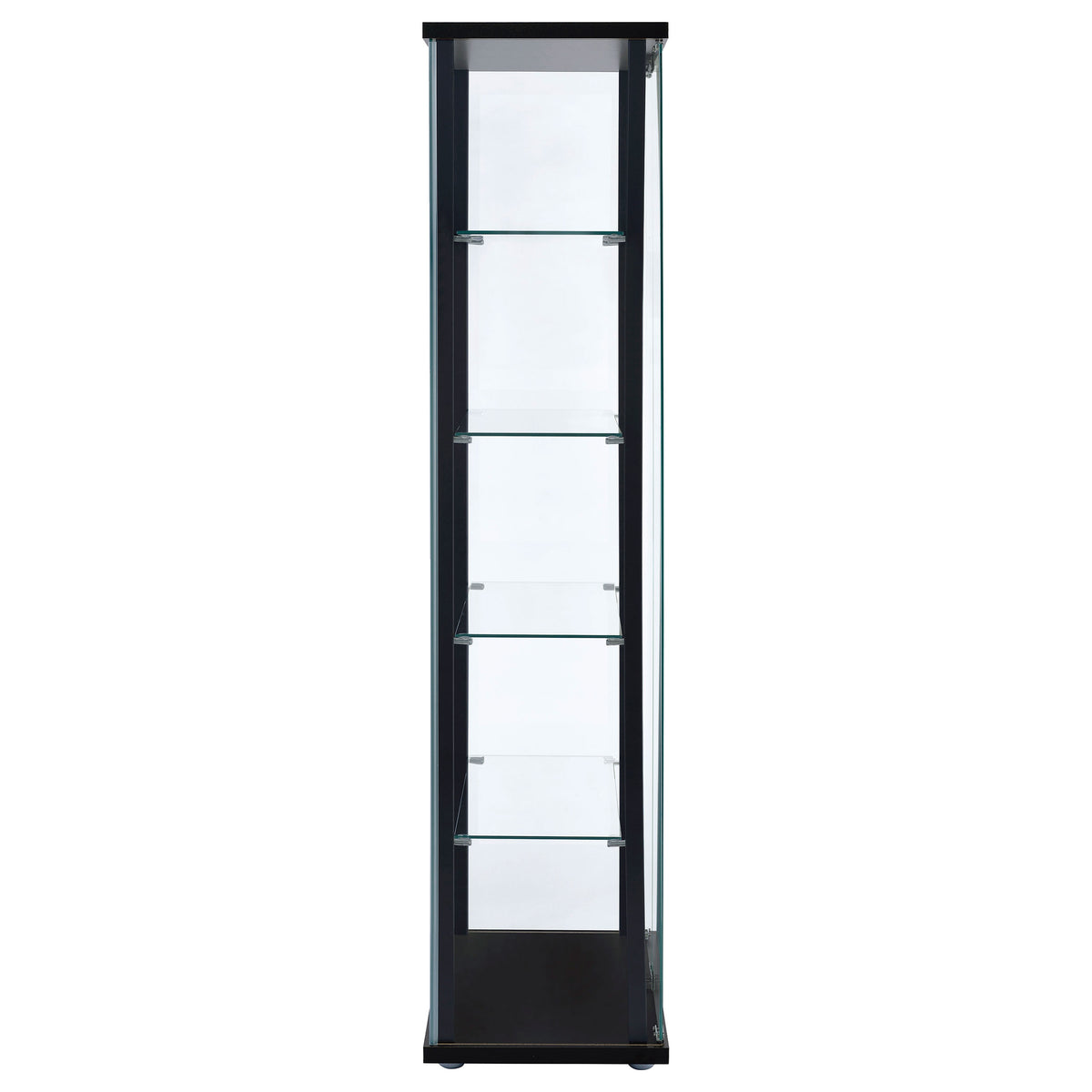 Delphinium 4-Shelf Clear Glass Curio Display Cabinet - Black