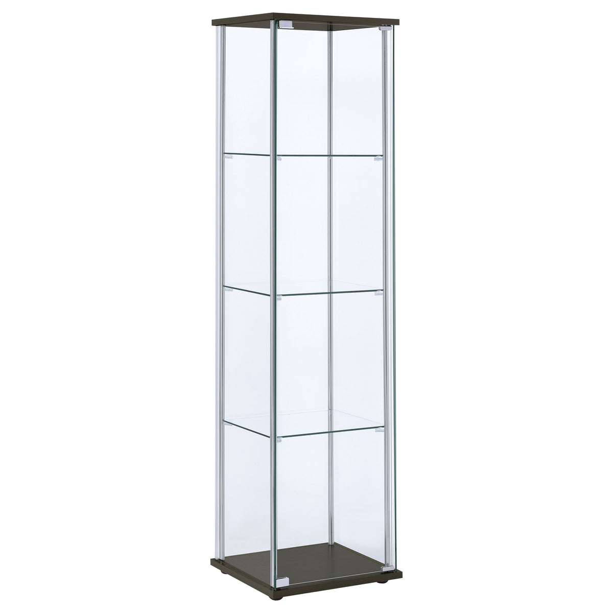 Bellatrix 3-shelf Clear Glass Curio Cabinet - Cappuccino