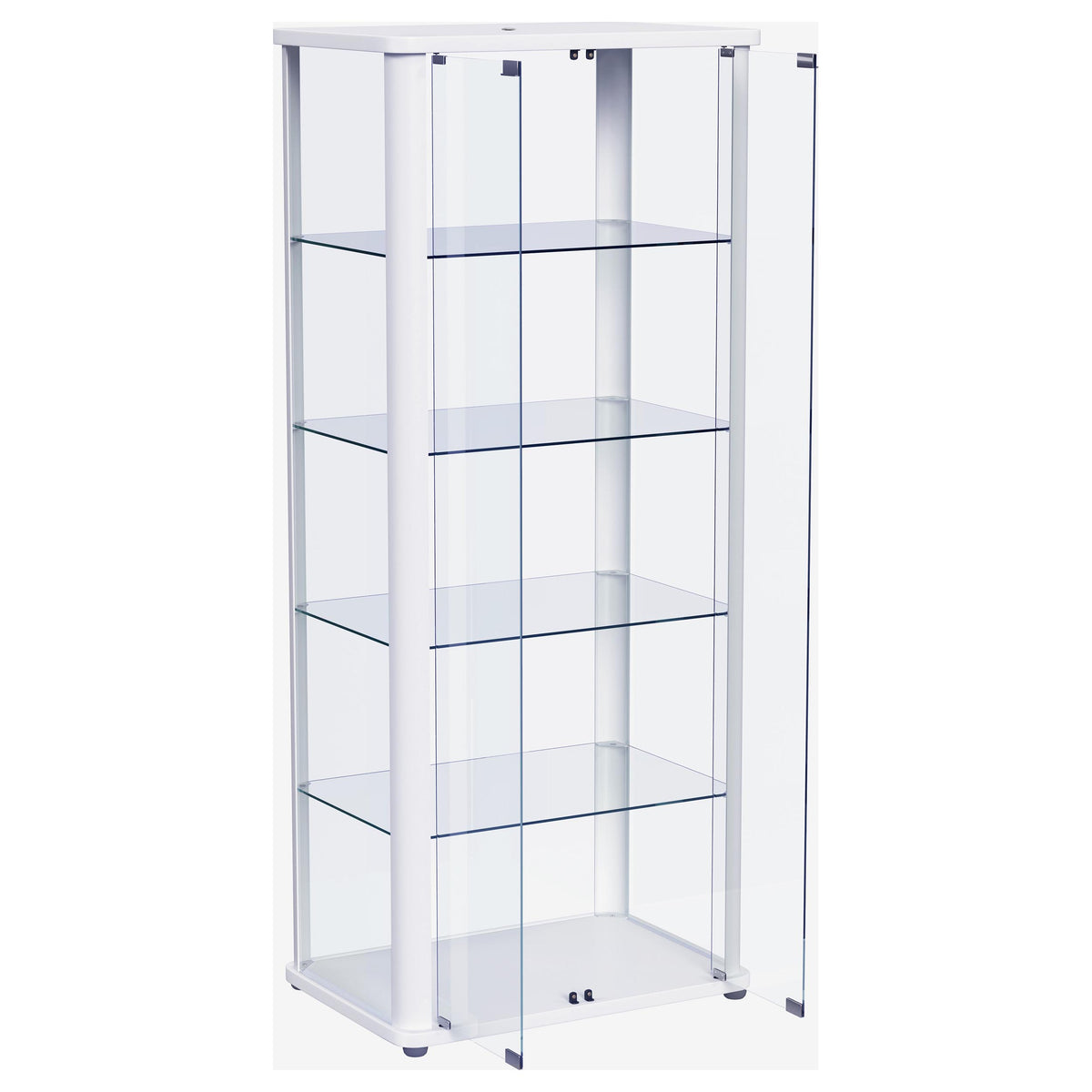 Aero LED 4-Shelf Glass Curio Display Cabinet White