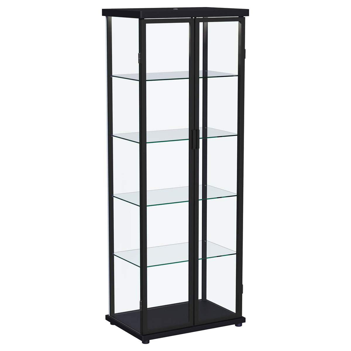 Carrillo LED 4-Shelf Glass Curio Display Cabinet Black