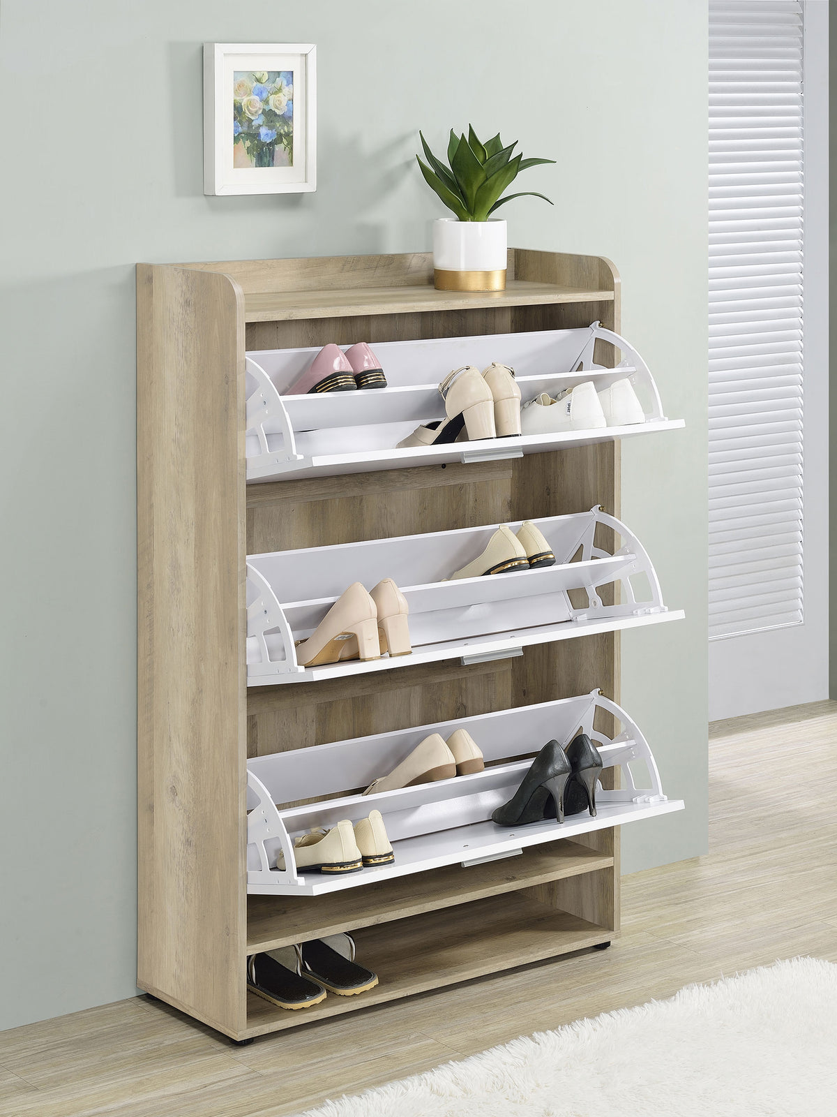 Denia 3-tier Engineered Wood Shoe Cabinet - White