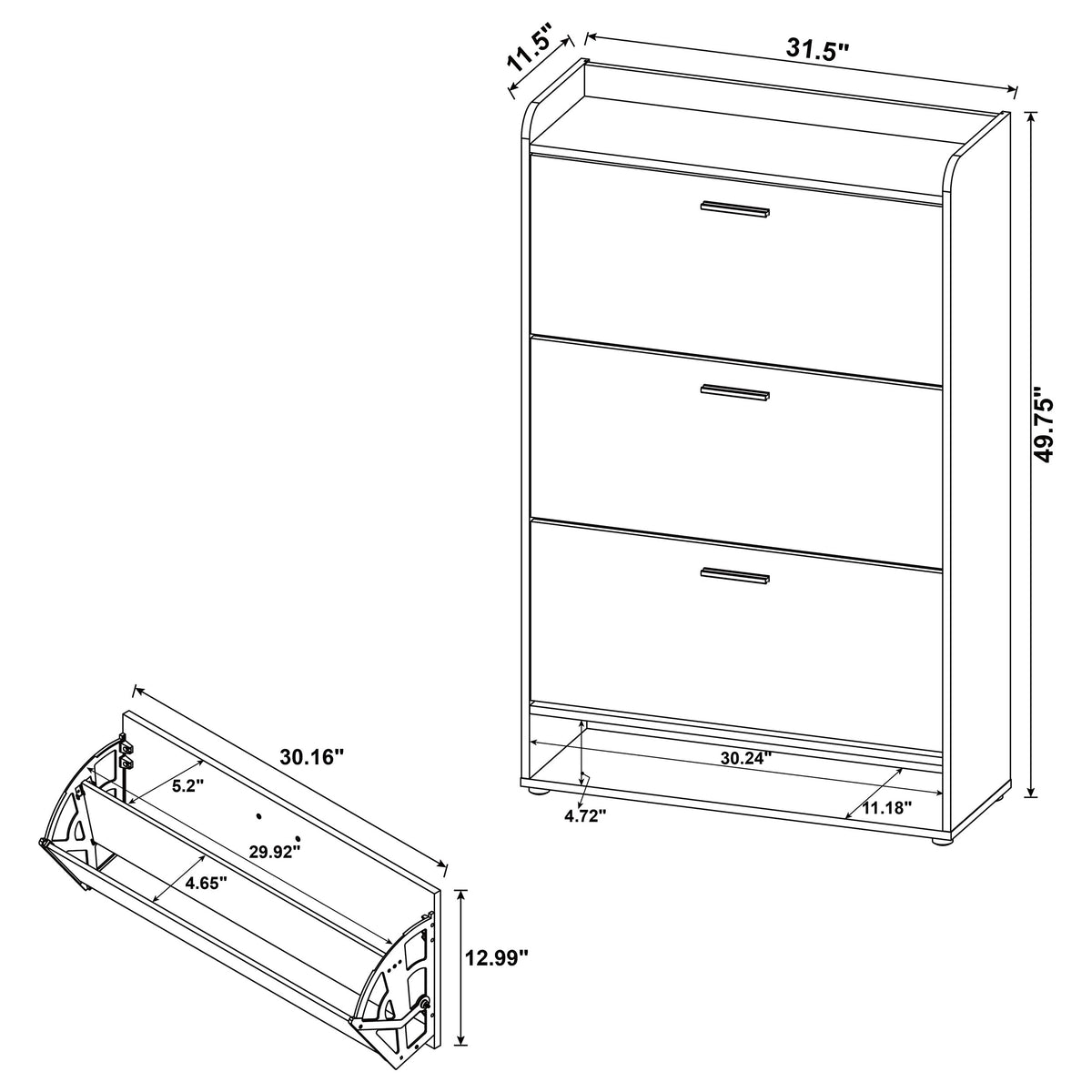 Denia 3-tier Engineered Wood Shoe Cabinet - White