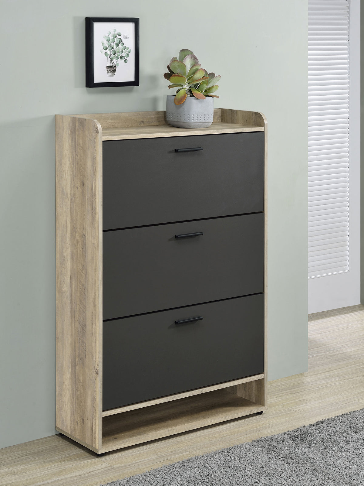 Denia 3-tier Engineered Wood Shoe Cabinet - Grey