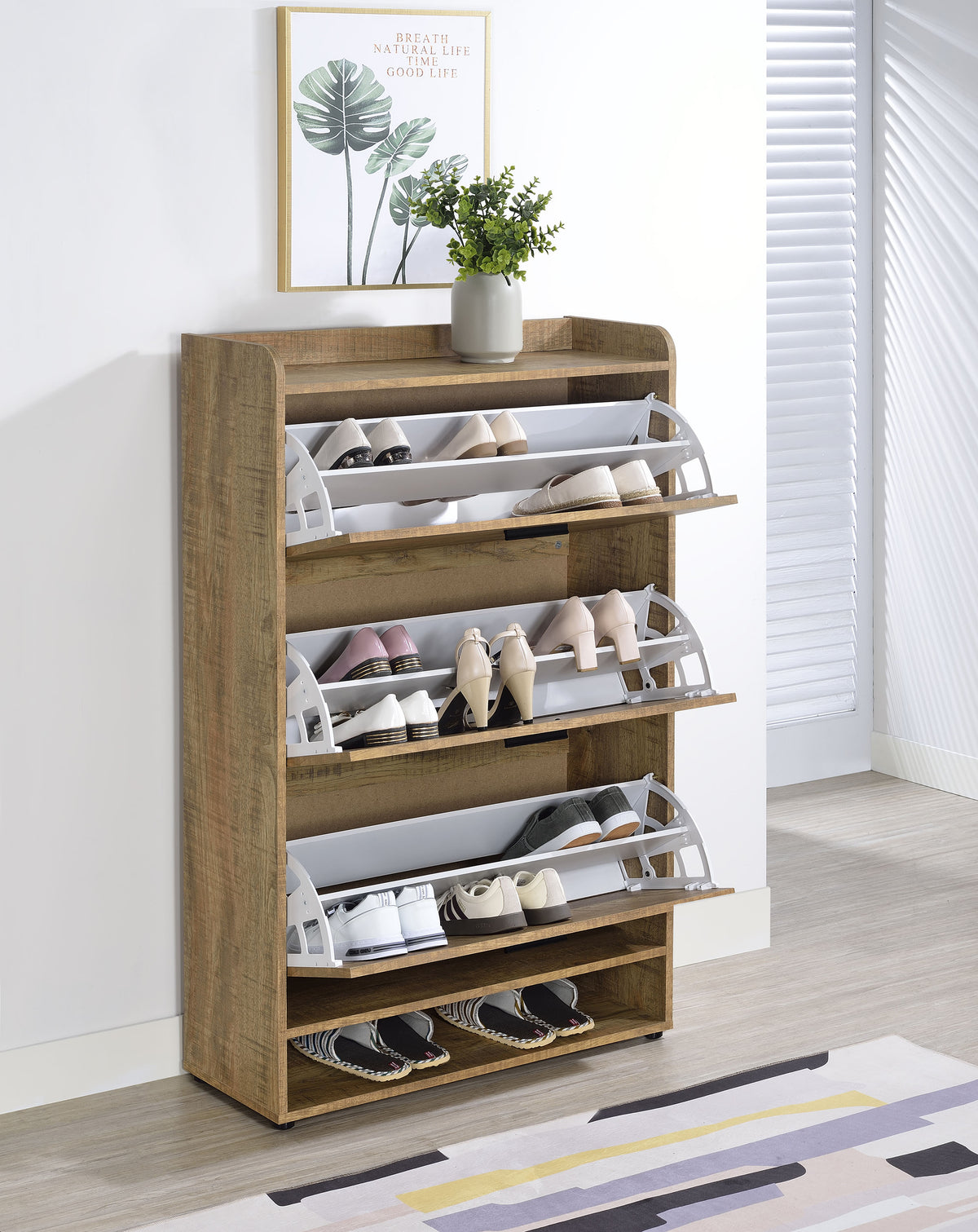 Denia 3-tier Engineered Wood Shoe Cabinet - Mango