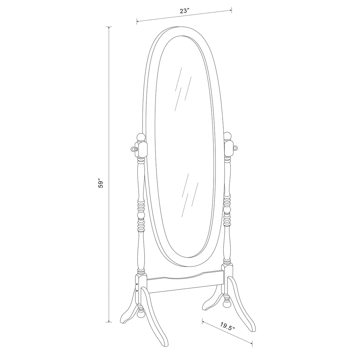 Foyet Wood Adjustable Full Length Cheval Mirror - White