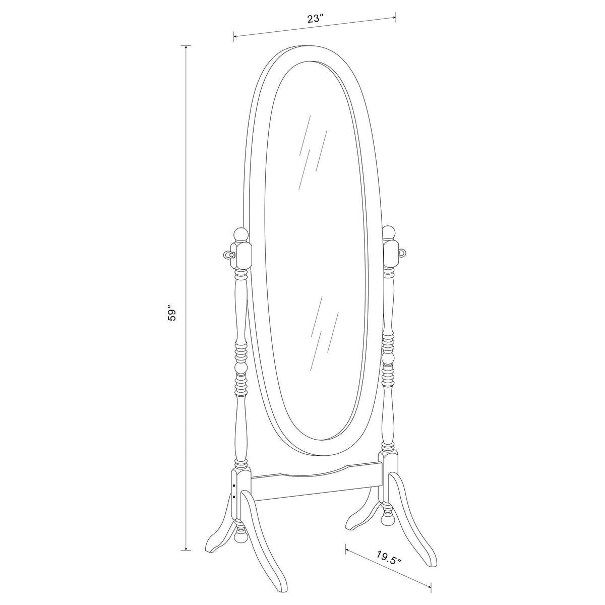 Foyet Wood Adjustable Full Length Cheval Mirror - Black