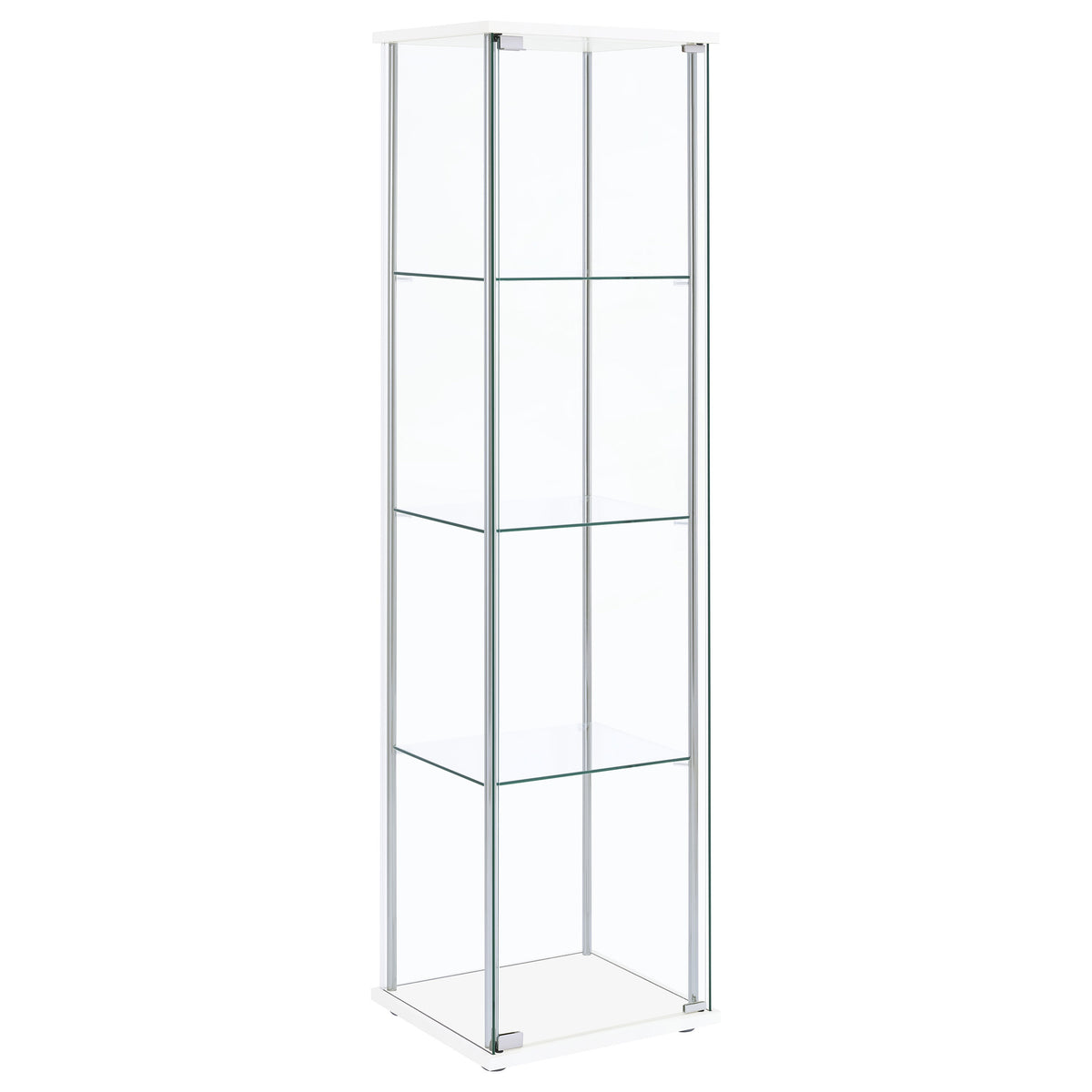 Bellatrix 3-shelf Clear Glass Curio Cabinet - White