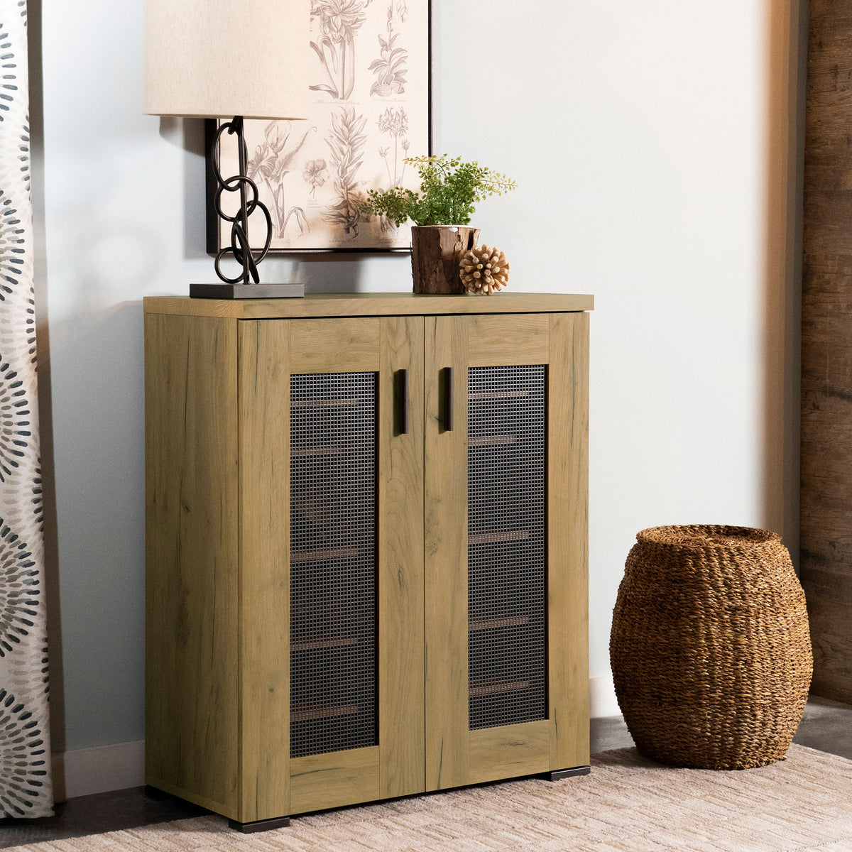 Bristol 5-shelf Engineered Wood Shoe Cabinet Golden Oak