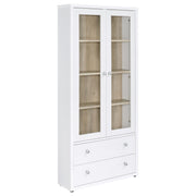 Hawthorne 3-shelf Glass Door Tall Cabinet with Drawers - White
