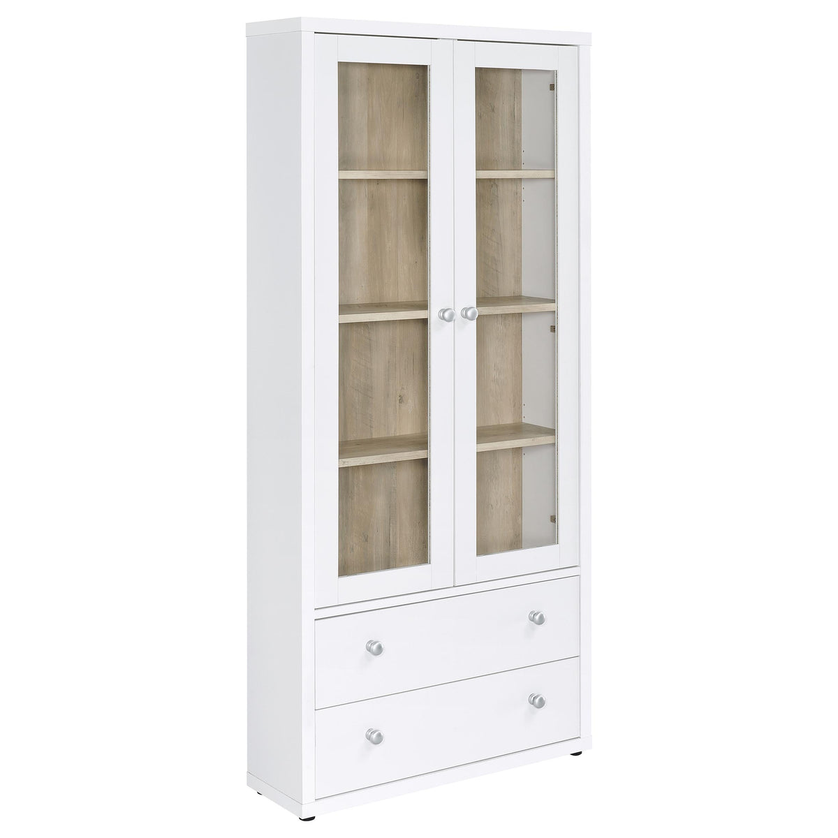 Hawthorne 3-shelf Glass Door Tall Cabinet with Drawers - White