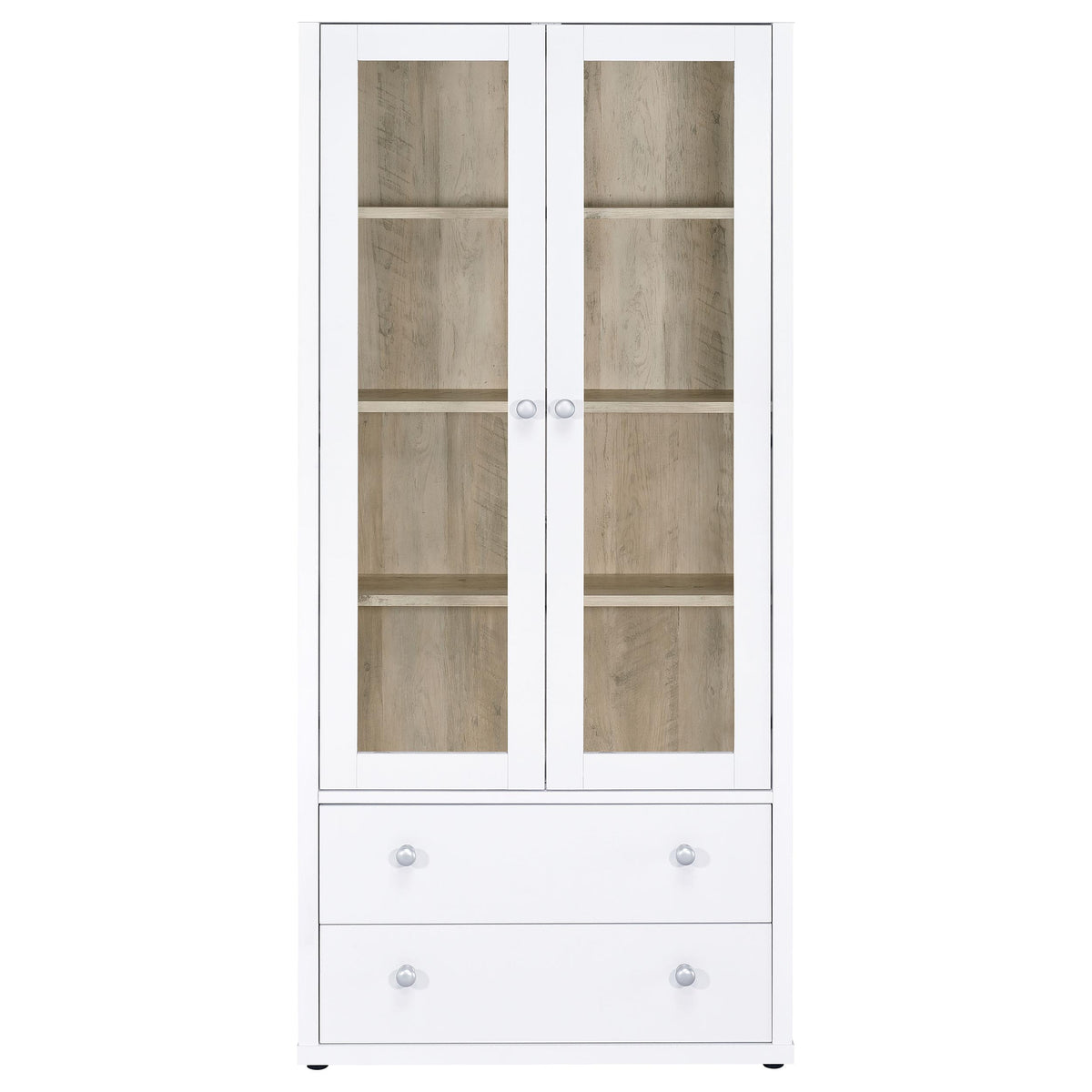 Hawthorne 3-shelf Glass Door Tall Cabinet with Drawers - White