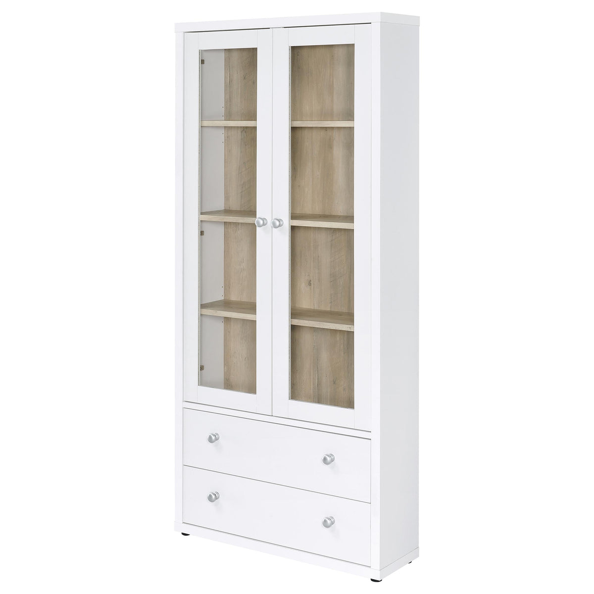 Hawthorne 3-shelf Glass Door Tall Cabinet with Drawers - White
