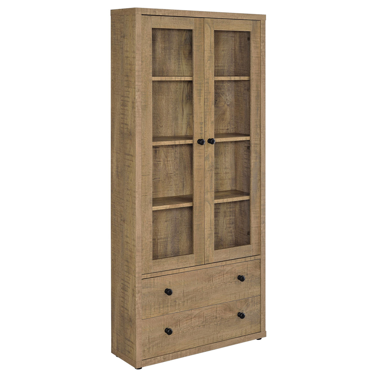 Hawthorne 3-shelf Glass Door Tall Cabinet with Drawers - Mango