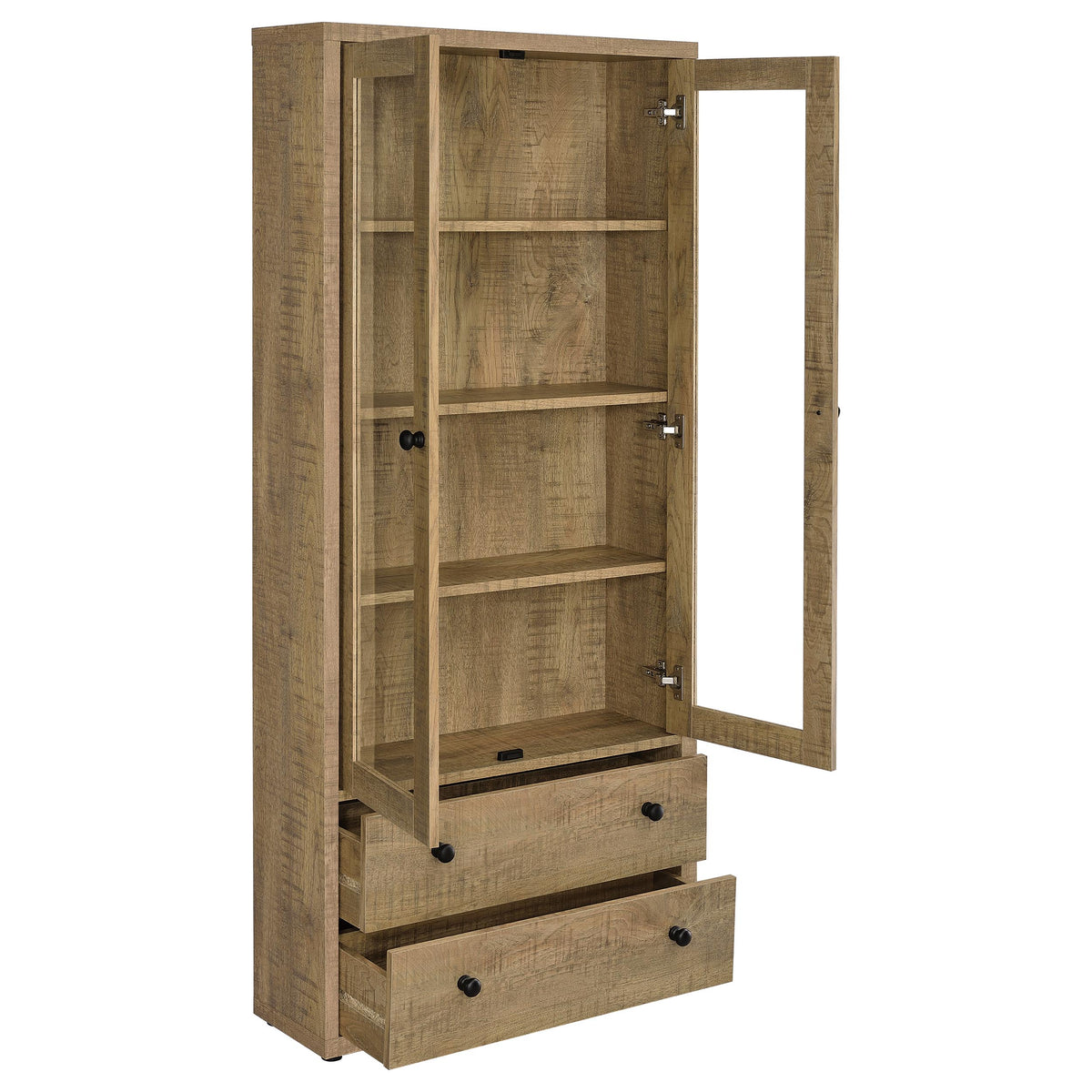 Hawthorne 3-shelf Glass Door Tall Cabinet with Drawers - Mango