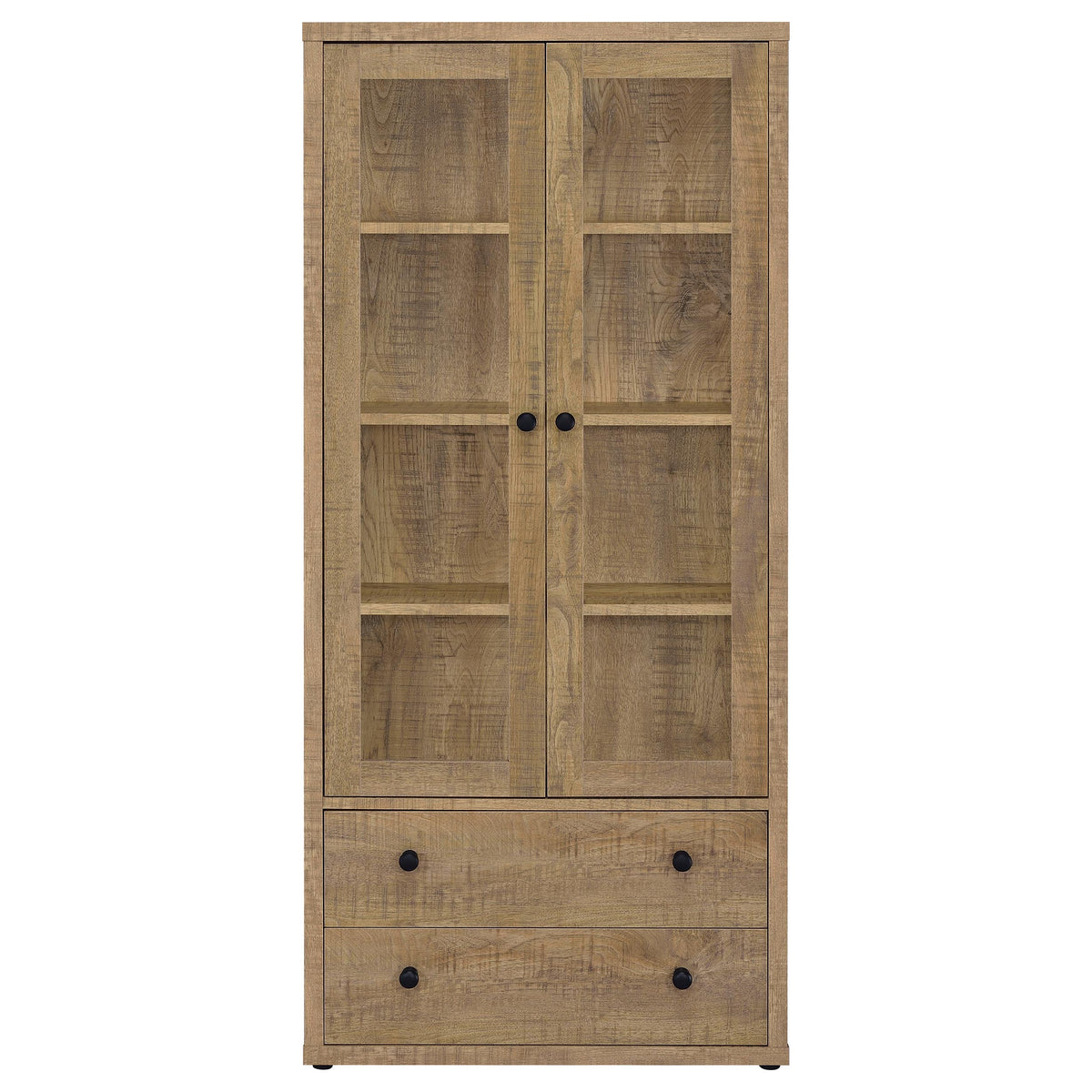 Hawthorne 3-shelf Glass Door Tall Cabinet with Drawers - Mango