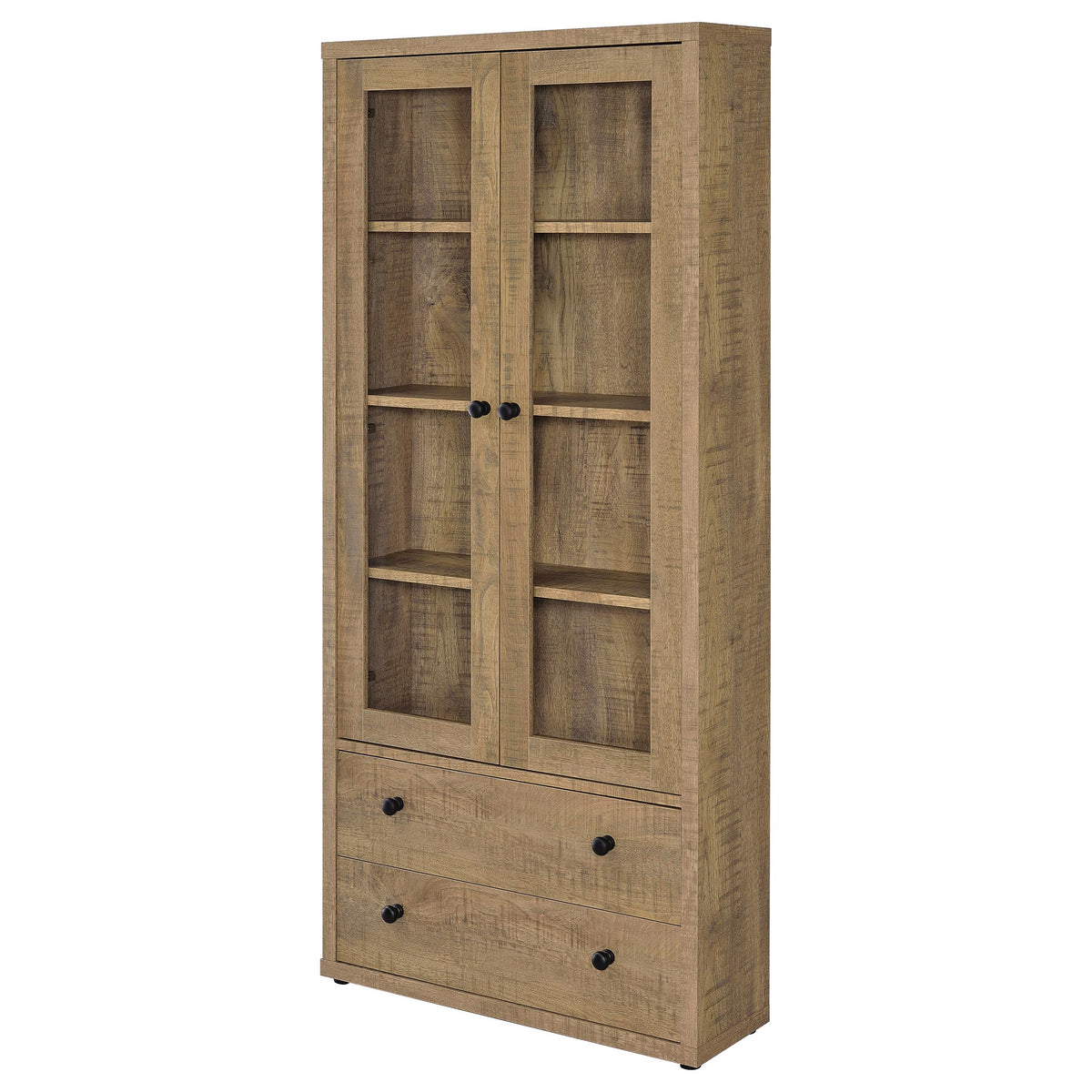 Hawthorne 3-shelf Glass Door Tall Cabinet with Drawers - Mango