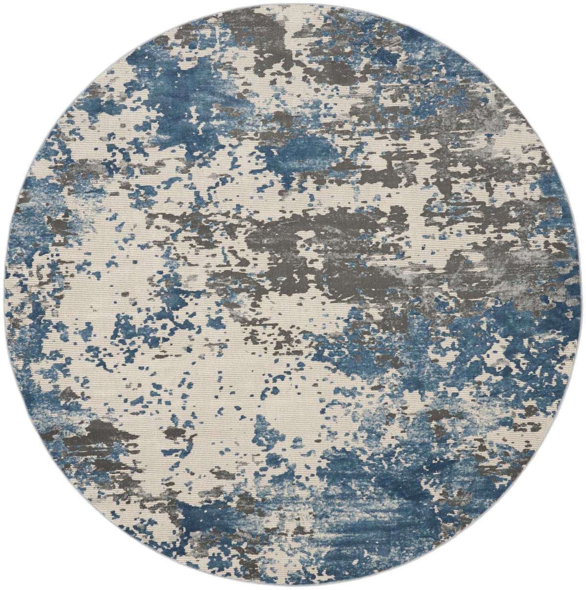 Rustic Textures RUS08 Grey Blue Rug - Round