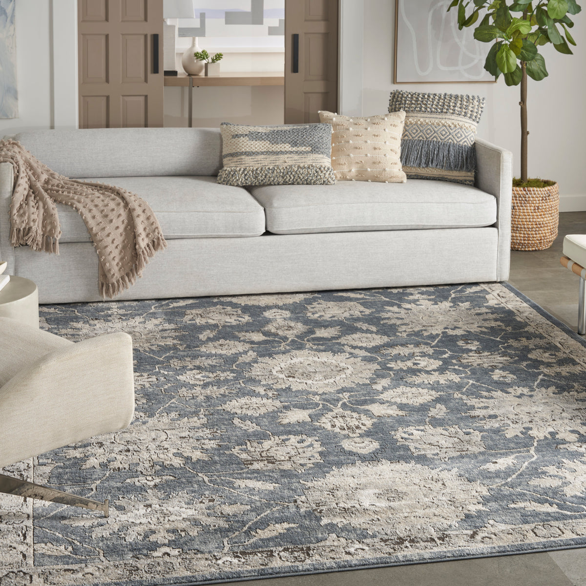 Quarry QUA06 Blue Beige Rug - room scene