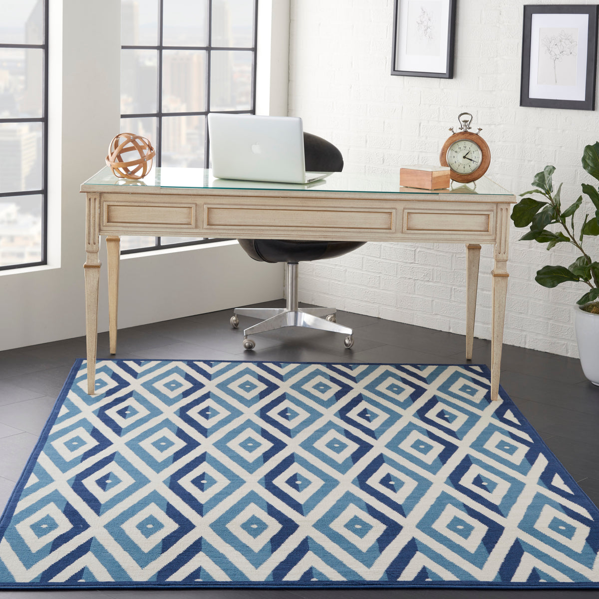 Grafix GRF18 White Blue Rug - room scene